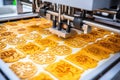 close-up picture of pattern pressing machine imprinting on cookies