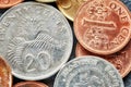 Close up picture of Singapore dollar coins.