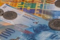 Close up picture of Swiss franc. Royalty Free Stock Photo