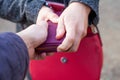 Close up pickpocketing outdoor Royalty Free Stock Photo