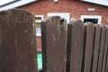 Close up picture of wooden fence, wood grain details Royalty Free Stock Photo