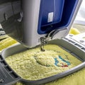 Close up picture of workspace embroidery machine Royalty Free Stock Photo