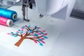 Close up picture workspace of embroidery machine Royalty Free Stock Photo