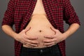 Bloated stomach close up Royalty Free Stock Photo