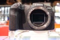 Close-up pictures Details of camera technology Mirrorless full frame canon eos R6 New camera good.