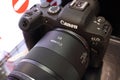 Close-up pictures Details of camera technology Mirrorless full frame canon eos R6 New camera good.