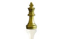 Close up piece of chess king on isolated white background with clipping path. The King in battle chess game stand on chessboard.