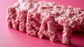 A close up of a piece of meat that is spelled out with letters, AI