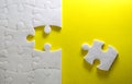 Close up piece of the white jigsaw puzzle , concept of business Royalty Free Stock Photo