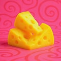 Close Up Pieces Of Cheese On A Pink Background Royalty Free Stock Photo