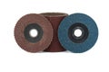 Close-up of pile of abrasive discs over white background Royalty Free Stock Photo