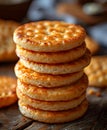 Close up of pile biscuits baked photo realistic on white background,AI generated