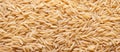 Close up of a pile of basmati rice, a staple food in many cuisines and recipes