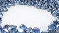 Pile of blue diamonds on white background, 3D illustration Royalty Free Stock Photo