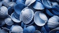 Close-up of a pile of blue shells