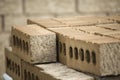 Close up of a pile of bricks