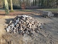 Close-up of a pile of bricks