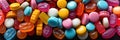 A close up of a pile of candy. Candy flat colorful background. Royalty Free Stock Photo