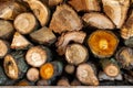 Close up of a pile of chopped wood ready for winter Royalty Free Stock Photo