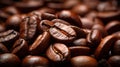 A close up of a pile of coffee beans with some brown spots, AI
