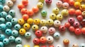 Close-up Pile of Colorful Beads on White Background. Royalty Free Stock Photo