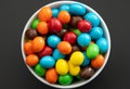 Close up of a pile of colorful chocolate coated candy, chocolate background Royalty Free Stock Photo