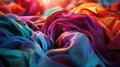 A close up of a pile of colorful fabric with some light shining through it, AI