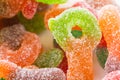 Macro of colorful sugar coated chewy gummy candy Royalty Free Stock Photo