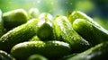 A close up of a pile of cucumbers, AI Royalty Free Stock Photo