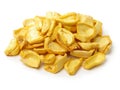 Close up of a pile of dried jackfruit chips