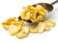 Close up of a pile of dried jackfruit chips