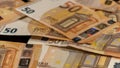 Close-up of a pile of fifty euro banknotes Royalty Free Stock Photo