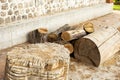 Close up of pile of firewood outdoors Royalty Free Stock Photo