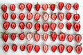 Close-up pile of fresh chopped strawberries on white background. Heap, many of organic ripe sliced strawberry Royalty Free Stock Photo