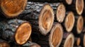 A close up of a pile of logs that are stacked, AI