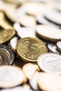 Close-up a pile of new euro coins in other compositions Royalty Free Stock Photo