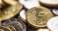 Close-up a pile of new euro coins in other compositions Royalty Free Stock Photo