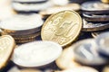 Close-up a pile of new euro coins in other compositions Royalty Free Stock Photo