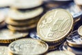 Close-up a pile of new euro coins in other compositions Royalty Free Stock Photo