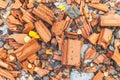 Close-up of a pile of old broken red bricks Royalty Free Stock Photo