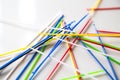 Close-up on pile of pick up sticks fun game overlapping Royalty Free Stock Photo
