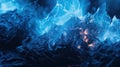 A close up of a pile of rocks with blue flames, AI Royalty Free Stock Photo