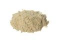 Close up Pile seasoning powder explosion flying, Beige brown seasoning powder wave floating fall down in air. Seasoning powder is