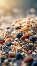 A close up of a pile of seeds and nuts on the ground, AI