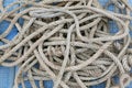 Close-up pile of ship rope on floating pontoon Royalty Free Stock Photo
