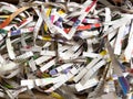 close-up pile of shredded paper documents newspaper Royalty Free Stock Photo