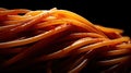 A close up of a pile of spaghetti with red sauce, AI