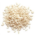 Close-up of A pile of uncooked white long rice grains Royalty Free Stock Photo