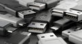 Close-up of a Pile of Various USB Connector Types Royalty Free Stock Photo