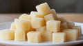 Close-Up of a Pile of White Sugar Cubes on a Plate Royalty Free Stock Photo